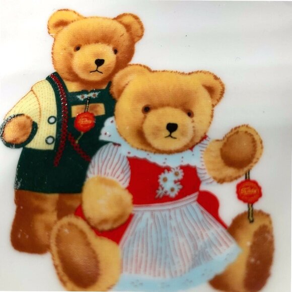 Reutter Porzellan Germany Teddy Bear Trinket Tray Mini Dish Set of 3 Lederhousen - Picture 8 of 8